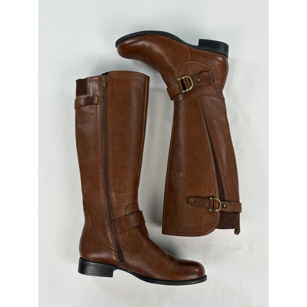 Naturalizer Jersey Brown Leather Knee High Riding Boots N5 Comfort Women's 7 M
